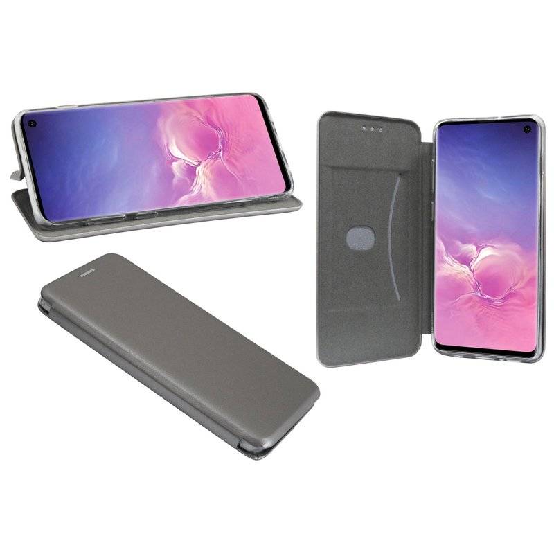 Buch Tasche Elegance für SAMSUNG GALAXY S10 G973F Handy Hülle Brieftasche Schutzhülle Standfunktion Kartenfach Grau