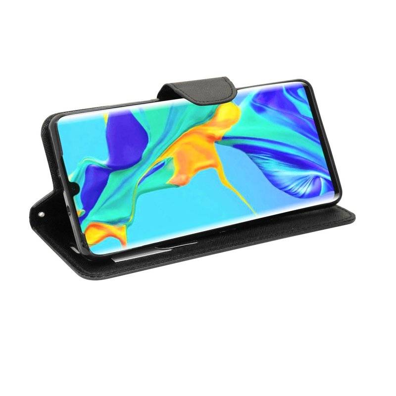 Buch Tasche Fancy" für HUAWEI P30 PRO Handy Hülle Etui Brieftasche Schutzhülle mit Standfunktion, Kartenfach Schwarz"