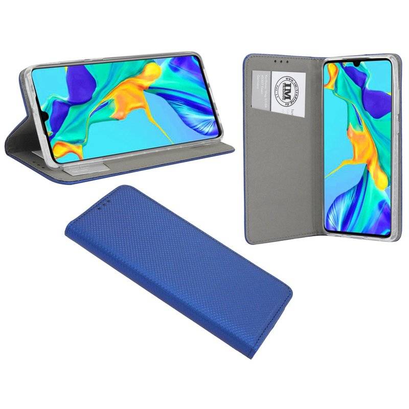Buch Tasche Smart" für HUAWEI P30 Handy Hülle Etui Brieftasche Schutzhülle mit Standfunktion, Kartenfach Blau"
