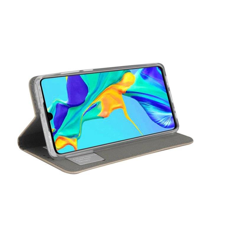 Buch Tasche Smart" für HUAWEI P30 Handy Hülle Etui Brieftasche Schutzhülle mit Standfunktion, Kartenfach Gold"