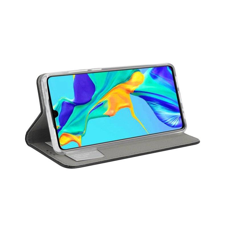 Buch Tasche Smart" für HUAWEI P30 Handy Hülle Etui Brieftasche Schutzhülle mit Standfunktion, Kartenfach Schwarz