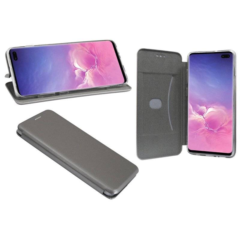 Buch Tasche Elegance für SAMSUNG GALAXY S10 PLUS G975F Handy Hülle Etui Schutzhülle mit Standfunktion Kartenfach Grau