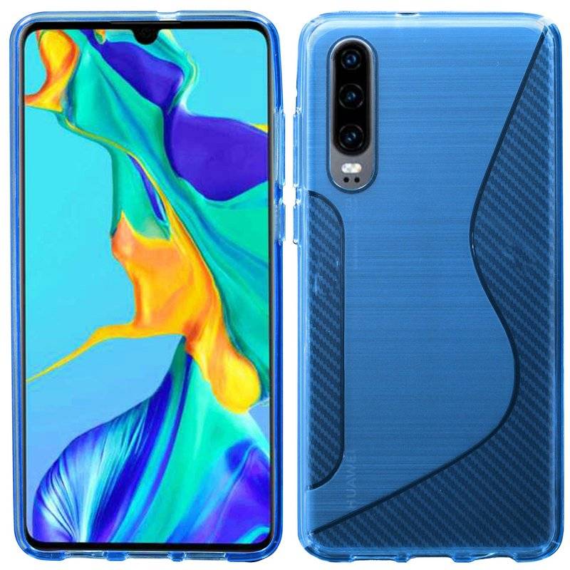 S-Line Hülle Bumper kompatibel mit HUAWEI P30 Silikonhülle Stoßfest Handyhülle TPU Case Cover Blau
