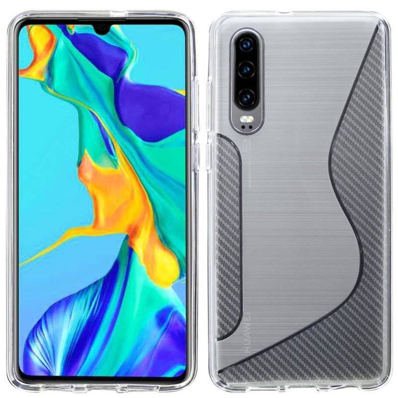 S-Line Hülle Bumper kompatibel mit HUAWEI P30 Silikonhülle Stoßfest Handyhülle TPU Case Cover Transparent