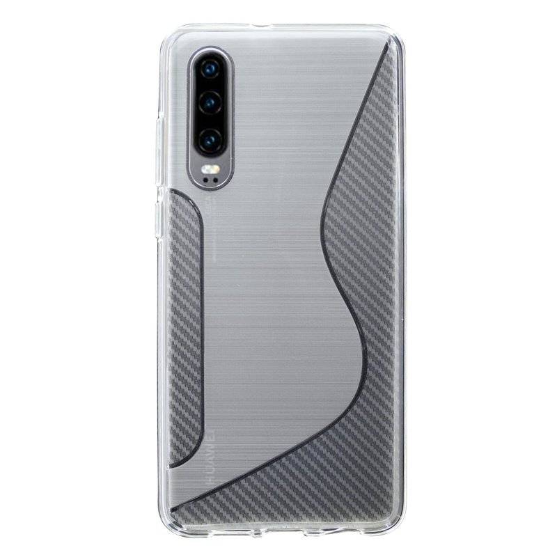 S-Line Hülle Bumper kompatibel mit HUAWEI P30 Silikonhülle Stoßfest Handyhülle TPU Case Cover Transparent