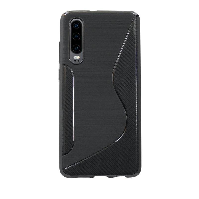 S-Line Hülle Bumper kompatibel mit HUAWEI P30 Silikonhülle Stoßfest Handyhülle TPU Case Cover Schwarz