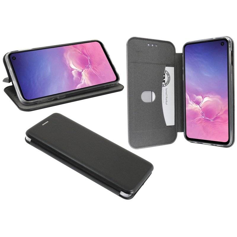 Buch Tasche Elegance für SAMSUNG GALAXY S10e G970F Handy Hülle Etui Schutzhülle mit Standfunktion Kartenfach Schwarz