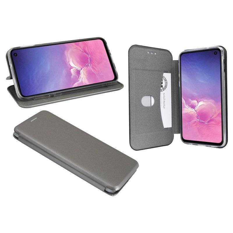 Buch Tasche Elegance für SAMSUNG GALAXY S10e G970F Handy Hülle Brieftasche Schutzhülle Standfunktion Kartenfach Grau