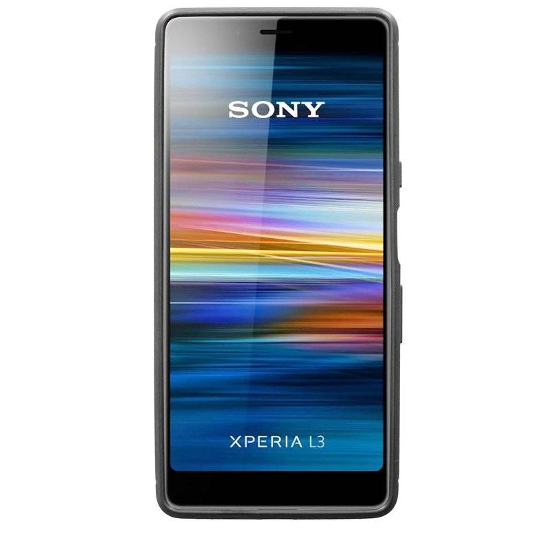 Silikon Hülle Carbon kompatibel mit SONY XPERIA L3 Case TPU Soft Handyhülle Cover Schutzhülle Schwarz
