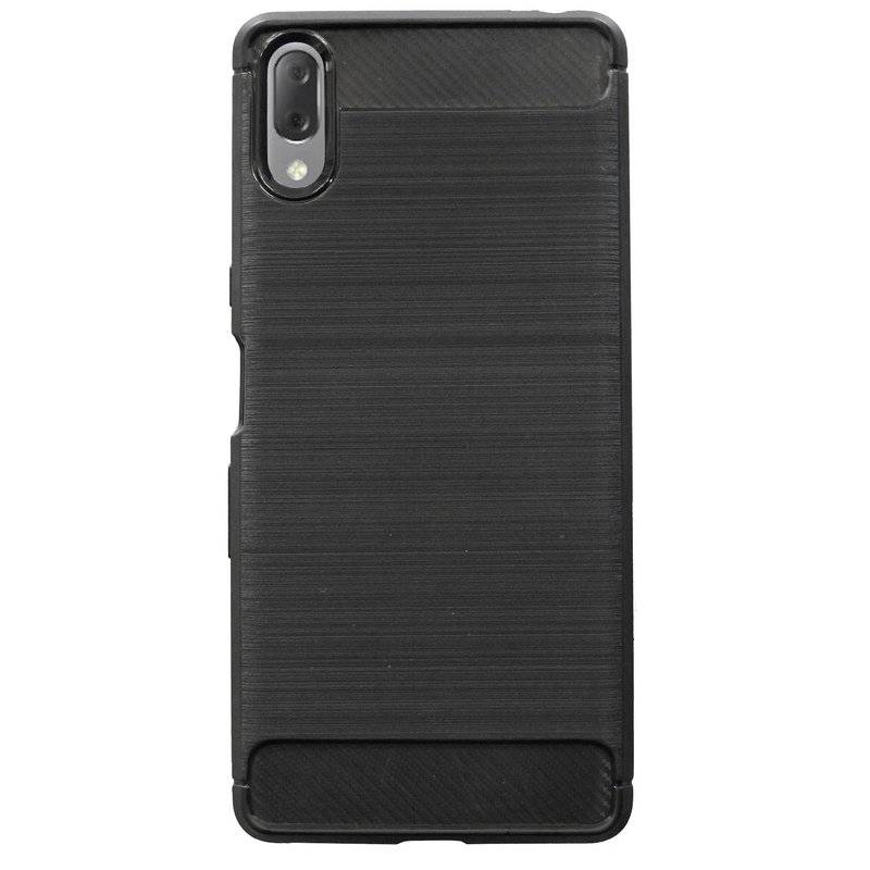 Silikon Hülle Carbon kompatibel mit SONY XPERIA L3 Case TPU Soft Handyhülle Cover Schutzhülle Schwarz
