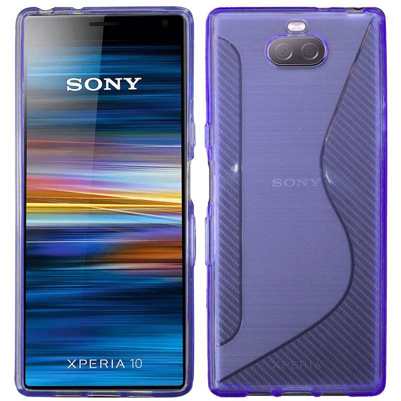 S-Line Hülle Bumper kompatibel mit SONY XPERIA 10 Silikonhülle Stoßfest Handyhülle TPU Case Cover Lila