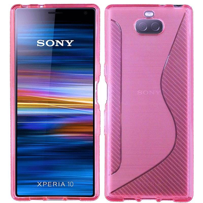 S-Line Hülle Bumper kompatibel mit SONY XPERIA 10 Silikonhülle Stoßfest Handyhülle TPU Case Cover Pink