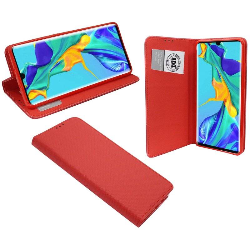 Buch Tasche Smart" für HUAWEI P30 PRO Handy Hülle Etui Brieftasche Schutzhülle mit Standfunktion, Kartenfach Rot"