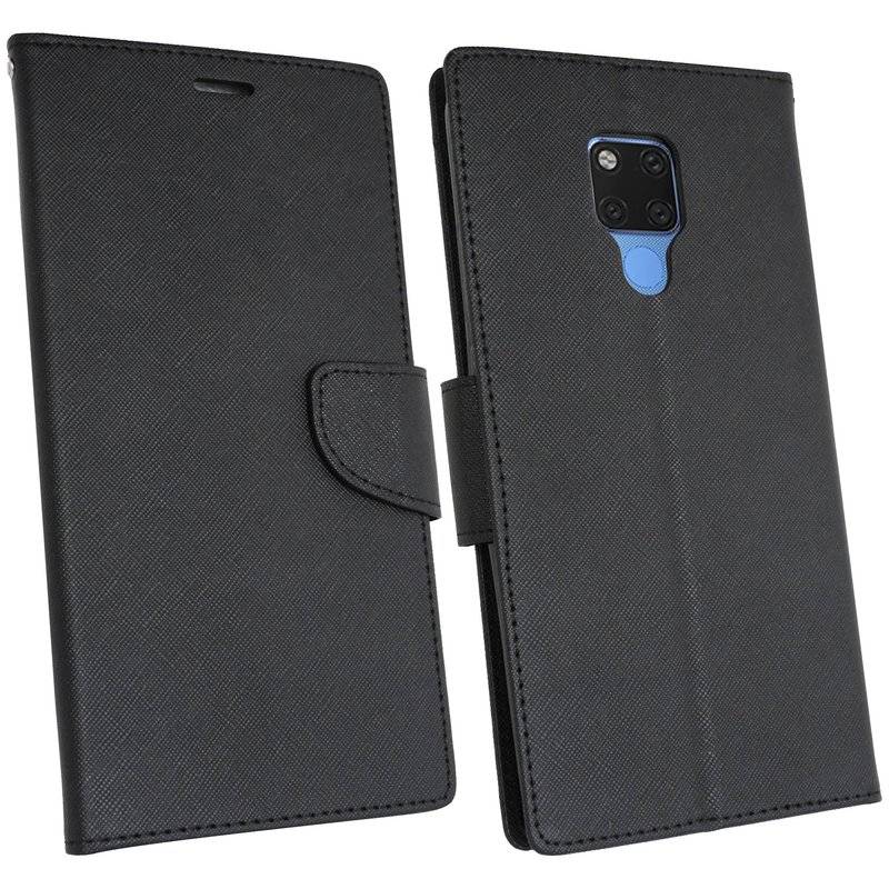 Buch Tasche Fancy" für HUAWEI MATE 20X Handy Hülle Etui Brieftasche Schutzhülle mit Standfunktion, Kartenfach Schwarz"