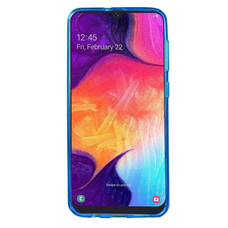 S-Line Hülle Bumper kompatibel mit Samsung Galaxy A50 A505F Silikonhülle Stoßfest Handyhülle TPU Case Cover Blau