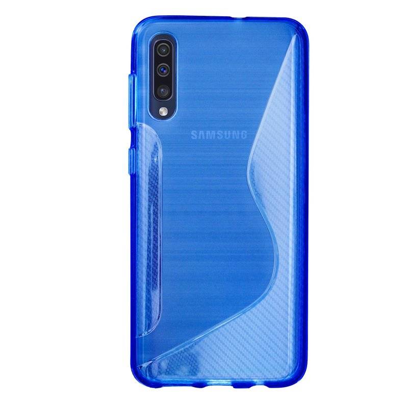 S-Line Hülle Bumper kompatibel mit Samsung Galaxy A50 A505F Silikonhülle Stoßfest Handyhülle TPU Case Cover Blau