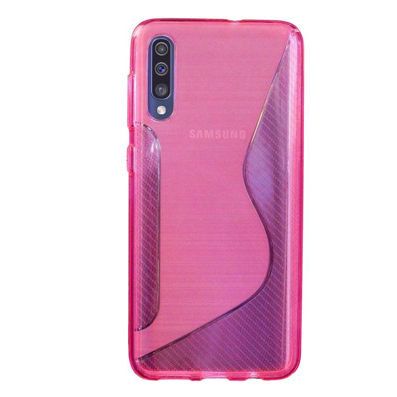 S-Line Hülle Bumper kompatibel mit Samsung Galaxy A50 A505F Silikonhülle Stoßfest Handyhülle TPU Case Cover Pink