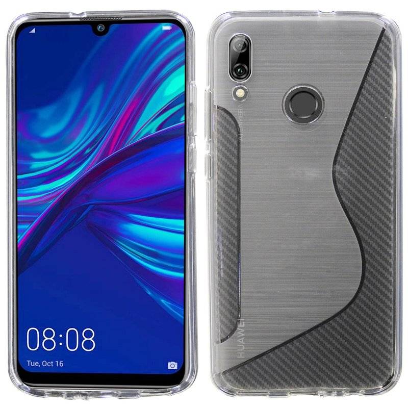 S-Line Hülle Bumper kompatibel mit HUAWEI P SMART 2019 Silikonhülle Stoßfest Handyhülle TPU Case Cover Transparent