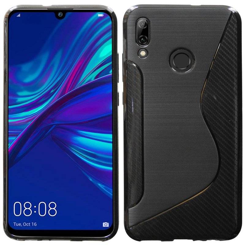 S-Line Hülle Bumper kompatibel mit HUAWEI P SMART 2019 Silikonhülle Stoßfest Handyhülle TPU Case Cover Schwarz