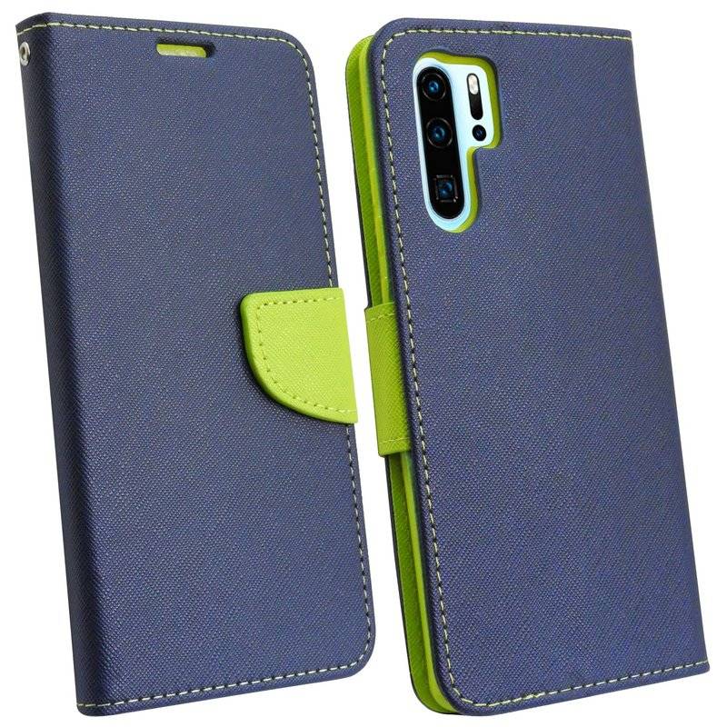 Buch Tasche Fancy für HUAWEI P30 PRO Handy Hülle Brieftasche Schutzhülle Standfunktion Kartenfach Blau / Grün