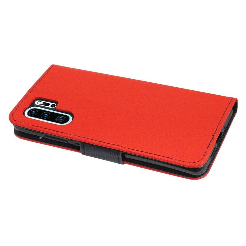 Buch Tasche Fancy für HUAWEI P30 PRO Handy Hülle Brieftasche Schutzhülle Standfunktion, Kartenfach Rot / Blau