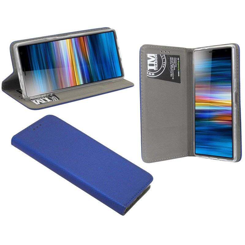 Buch Tasche Smart" für SONY XPERIA 10 Handy Hülle Etui Brieftasche Schutzhülle mit Standfunktion, Kartenfach Blau"