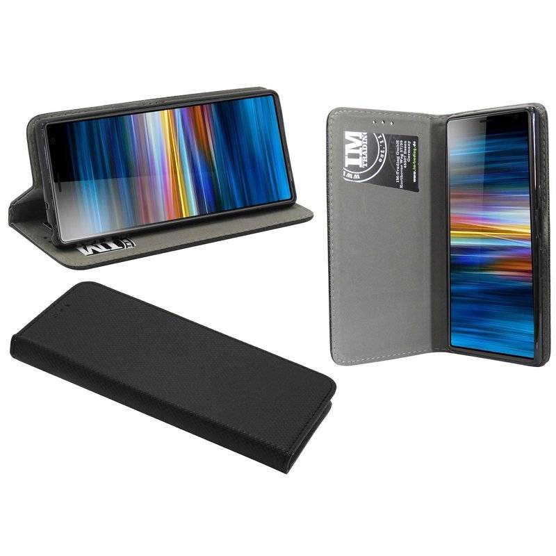 Buch Tasche Smart" für SONY XPERIA 10 Handy Hülle Etui Brieftasche Schutzhülle mit Standfunktion, Kartenfach Schwarz"