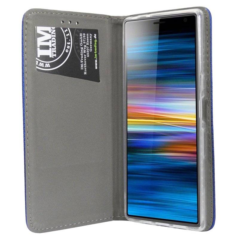 Buch Tasche Smart für SONY XPERIA 10 PLUS Handy Hülle Etui Brieftasche Schutzhülle mit Standfunktion, Kartenfach Blau