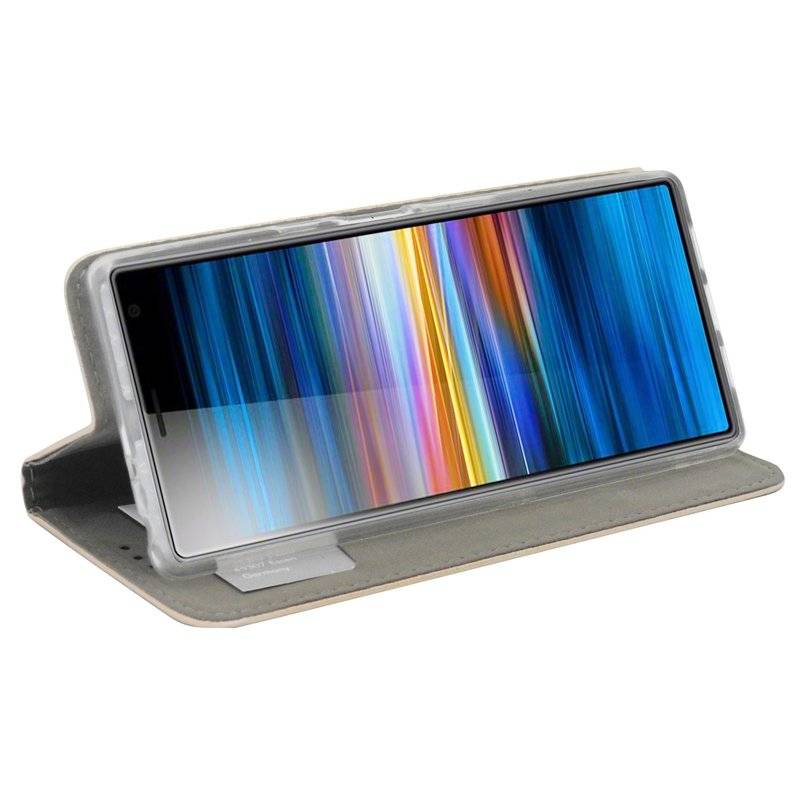 Buch Tasche Smart für SONY XPERIA 10 PLUS Handy Hülle Etui Brieftasche Schutzhülle mit Standfunktion, Kartenfach Gold