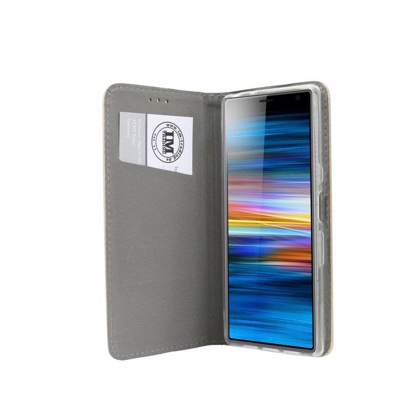 Buch Tasche Smart für SONY XPERIA 10 PLUS Handy Hülle Etui Brieftasche Schutzhülle mit Standfunktion, Kartenfach Gold