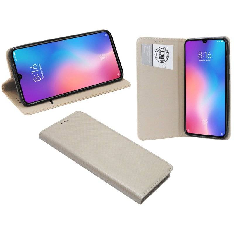 Buch Tasche Smart" für XIAOMI MI 9 Handy Hülle Etui Brieftasche Schutzhülle mit Standfunktion, Kartenfach Gold"