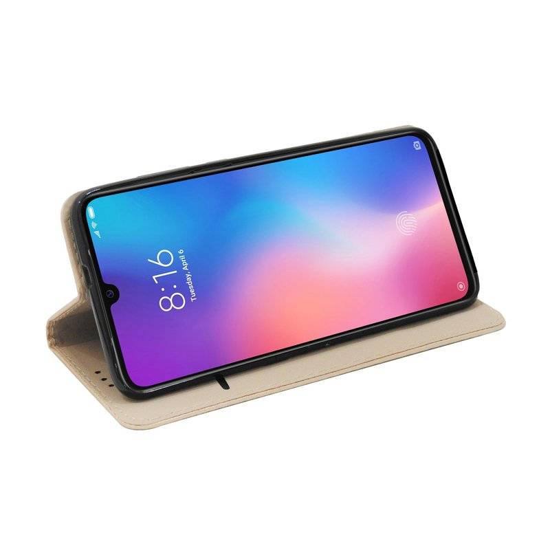 Buch Tasche Smart" für XIAOMI MI 9 Handy Hülle Etui Brieftasche Schutzhülle mit Standfunktion, Kartenfach Gold"