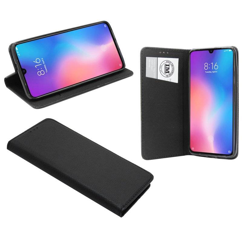 Buch Tasche Smart" für XIAOMI MI 9 Handy Hülle Etui Brieftasche Schutzhülle mit Standfunktion, Kartenfach Schwarz"