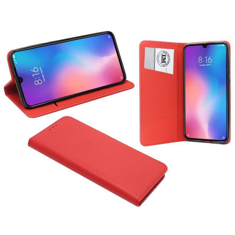 Buch Tasche Smart" für XIAOMI MI 9 Handy Hülle Etui Brieftasche Schutzhülle mit Standfunktion, Kartenfach Rot"