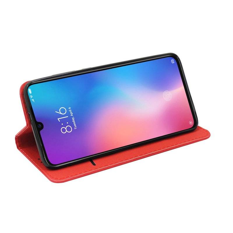 Buch Tasche Smart" für XIAOMI MI 9 Handy Hülle Etui Brieftasche Schutzhülle mit Standfunktion, Kartenfach Rot"