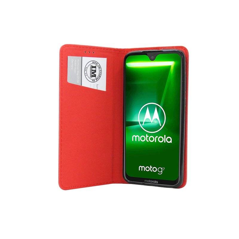 Buch Tasche Smart" für MOTOROLA MOTO G7 Handy Hülle Etui Brieftasche Schutzhülle mit Standfunktion, Kartenfach Rot"