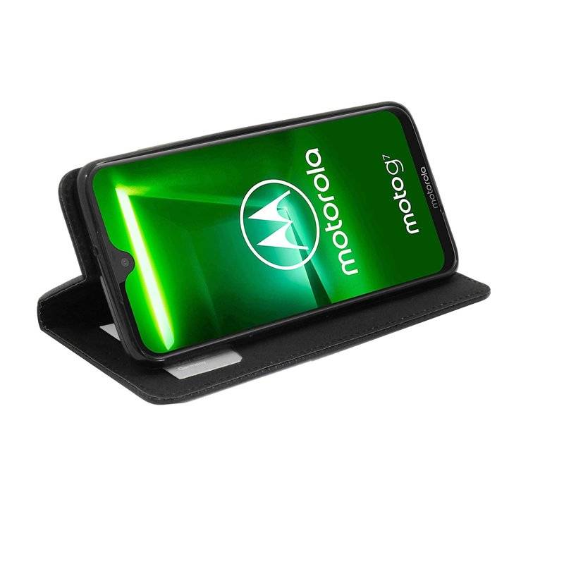 Buch Tasche Smart für MOTOROLA MOTO G7 PLUS Handy Hülle Etui Schutzhülle mit Standfunktion, Kartenfach Schwarz