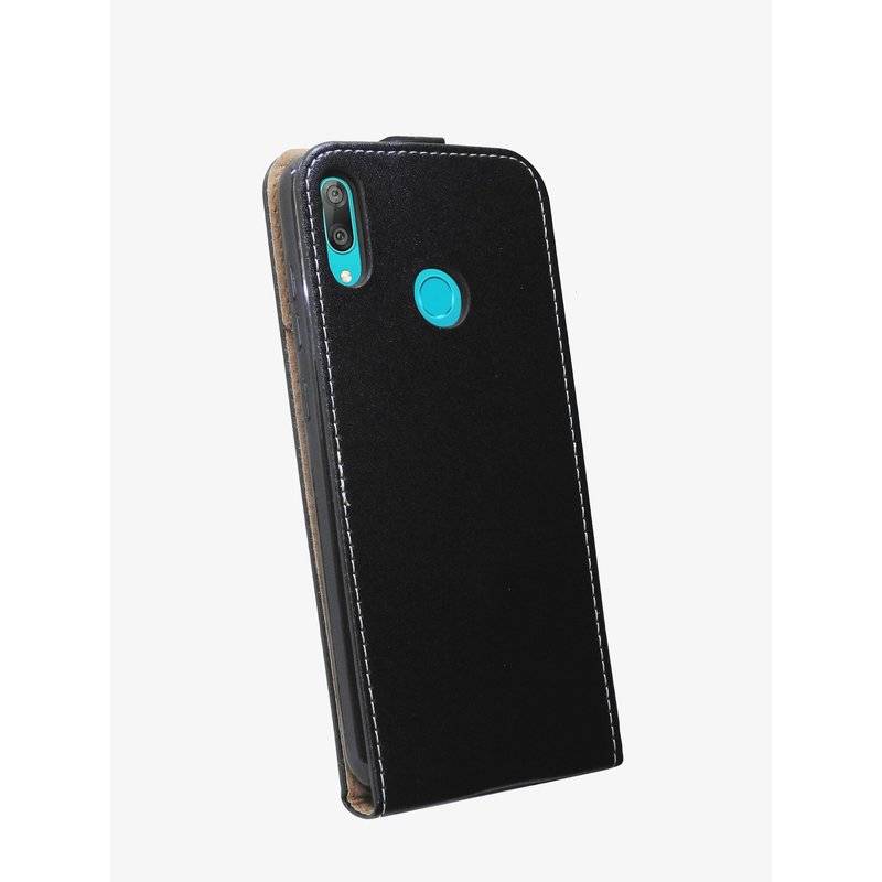 Flip Case kompatibel mit HUAWEI Y7 2019 Handy Tasche vertikal aufklappbar Schutzhülle Klapp Hülle Schwarz