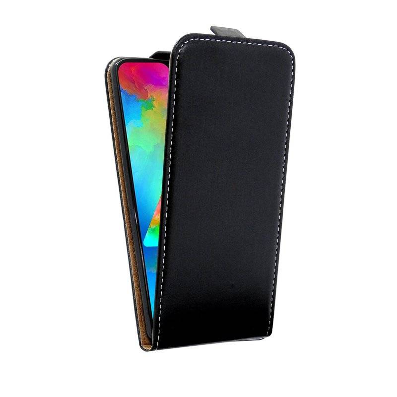 Flip Case kompatibel mit SAMSUNG GALAXY M20 (M205FD) Handy Tasche vertikal aufklappbar Schutzhülle Klapp Hülle Schwarz