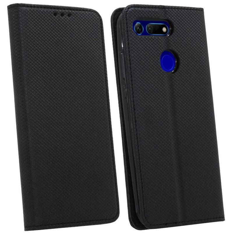 Buch Tasche Fancy" für HONOR VIEW 20 Handy Hülle Etui Brieftasche Schutzhülle mit Standfunktion, Kartenfach Schwarz"