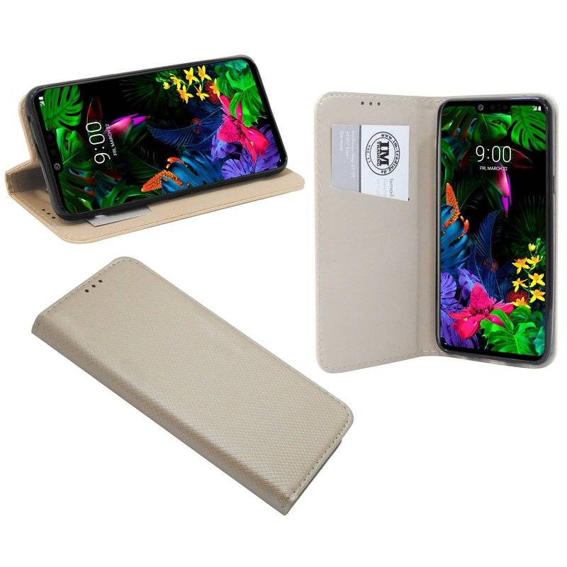 Buch Tasche Smart" für LG G8 ThinQ Handy Hülle Etui Brieftasche Schutzhülle mit Standfunktion, Kartenfach Gold"