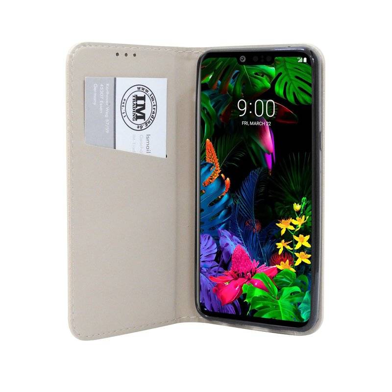 Buch Tasche Smart" für LG G8 ThinQ Handy Hülle Etui Brieftasche Schutzhülle mit Standfunktion, Kartenfach Gold"