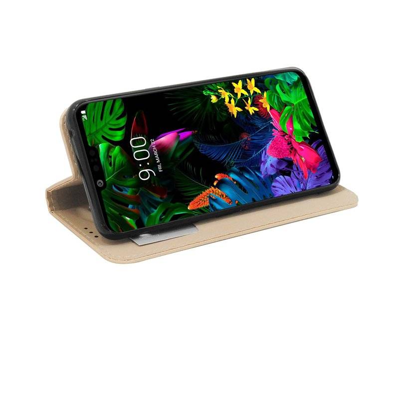 Buch Tasche Smart" für LG G8 ThinQ Handy Hülle Etui Brieftasche Schutzhülle mit Standfunktion, Kartenfach Gold"