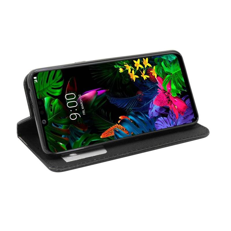 Buch Tasche Smart" für LG G8 ThinQ Handy Hülle Etui Brieftasche Schutzhülle mit Standfunktion, Kartenfach Schwarz"