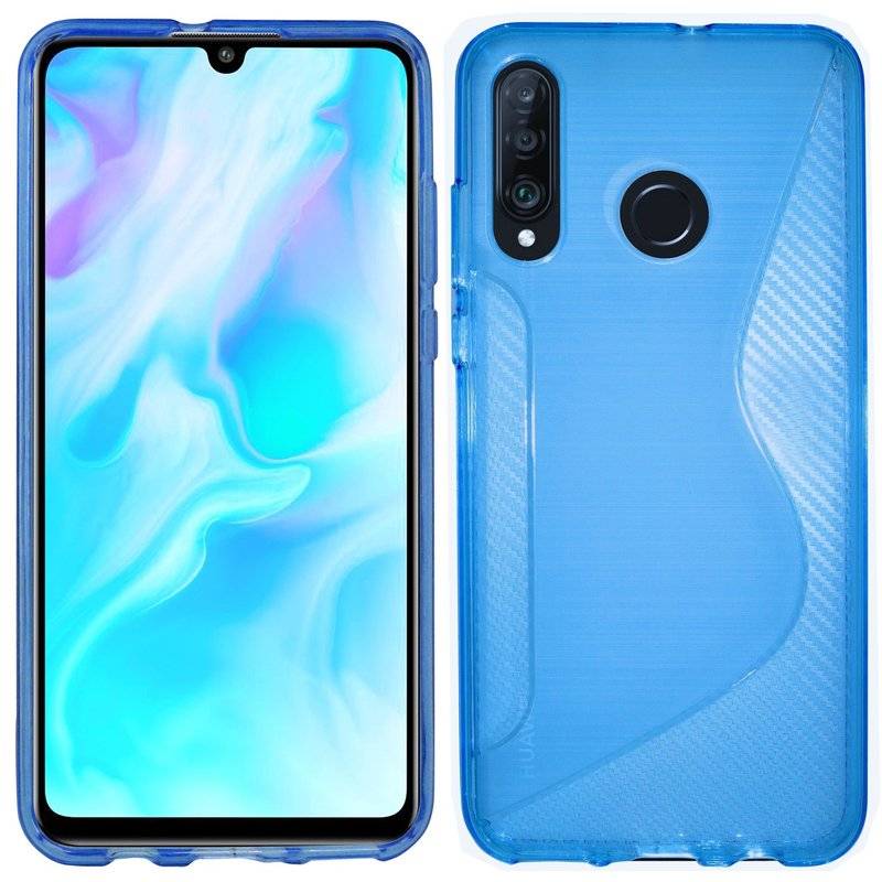 S-Line Hülle Bumper kompatibel mit HUAWEI P30 LITE Silikonhülle Stoßfest Handyhülle TPU Case Cover Blau
