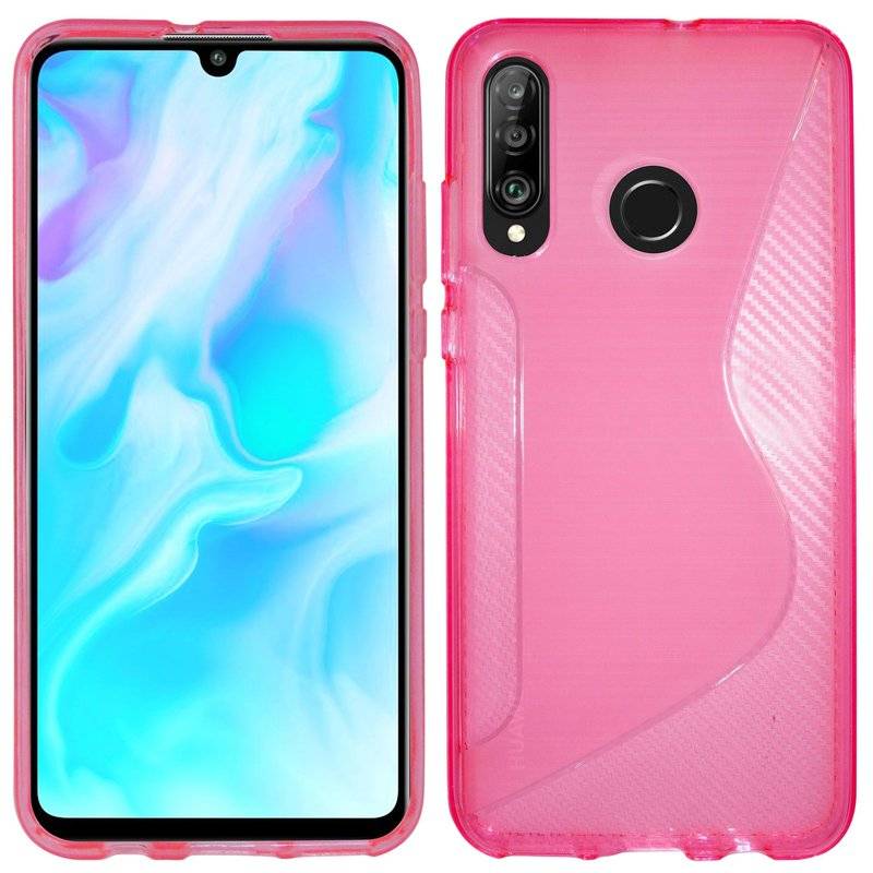 S-Line Hülle Bumper kompatibel mit HUAWEI P30 LITE Silikonhülle Stoßfest Handyhülle TPU Case Cover Pink
