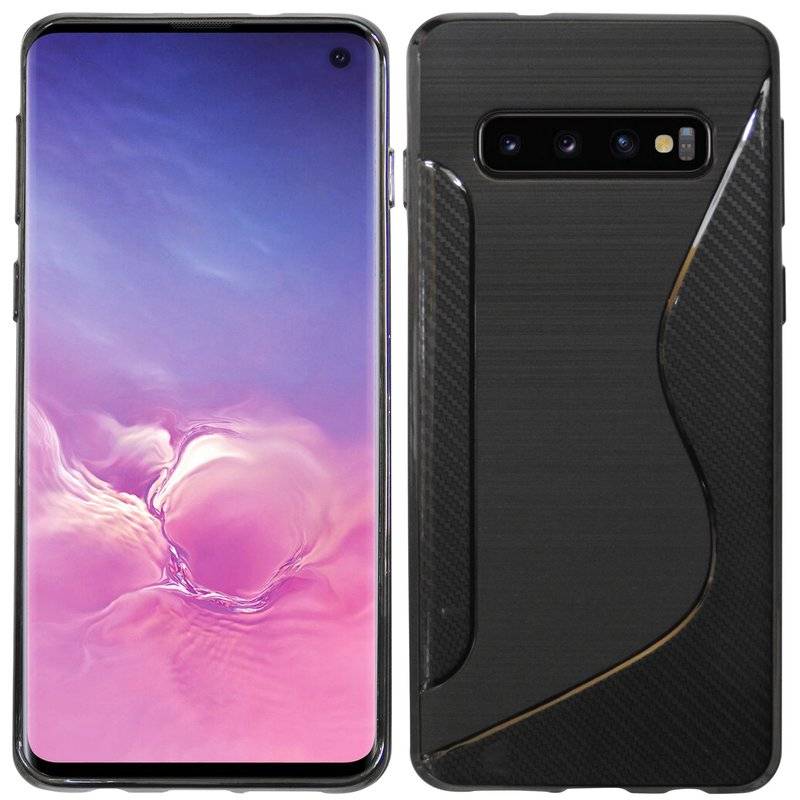 S-Line Hülle Bumper kompatibel mit Samsung Galaxy S10 G973F Silikonhülle Stoßfest Handyhülle TPU Case Cover Schwarz