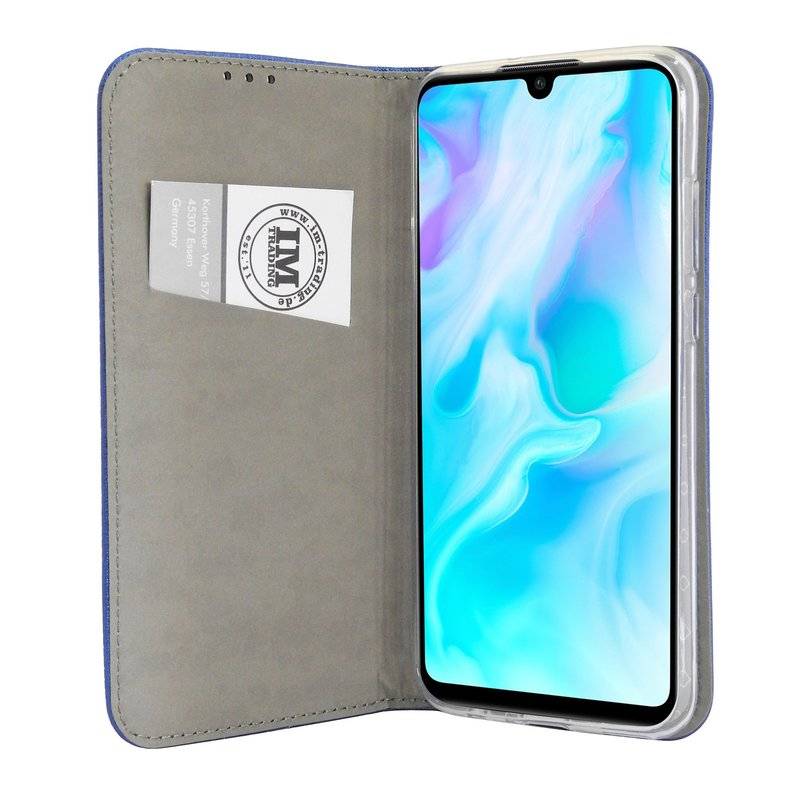 Buch Tasche Smart" für HUAWEI P30 LITE Handy Hülle Etui Brieftasche Schutzhülle mit Standfunktion, Kartenfach Blau"