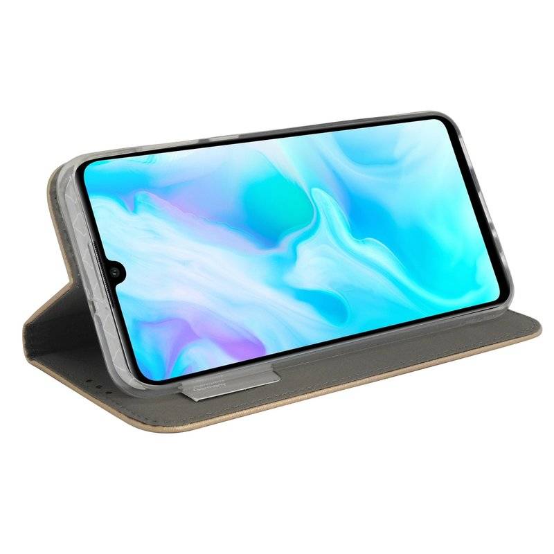 Buch Tasche Smart" für HUAWEI P30 LITE Handy Hülle Etui Brieftasche Schutzhülle mit Standfunktion, Kartenfach Gold"