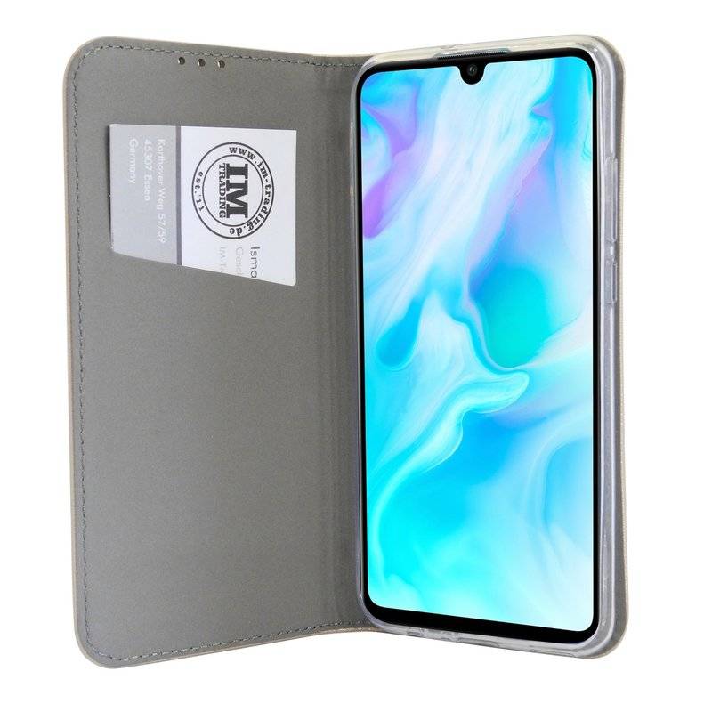 Buch Tasche Smart" für HUAWEI P30 LITE Handy Hülle Etui Brieftasche Schutzhülle mit Standfunktion, Kartenfach Gold"